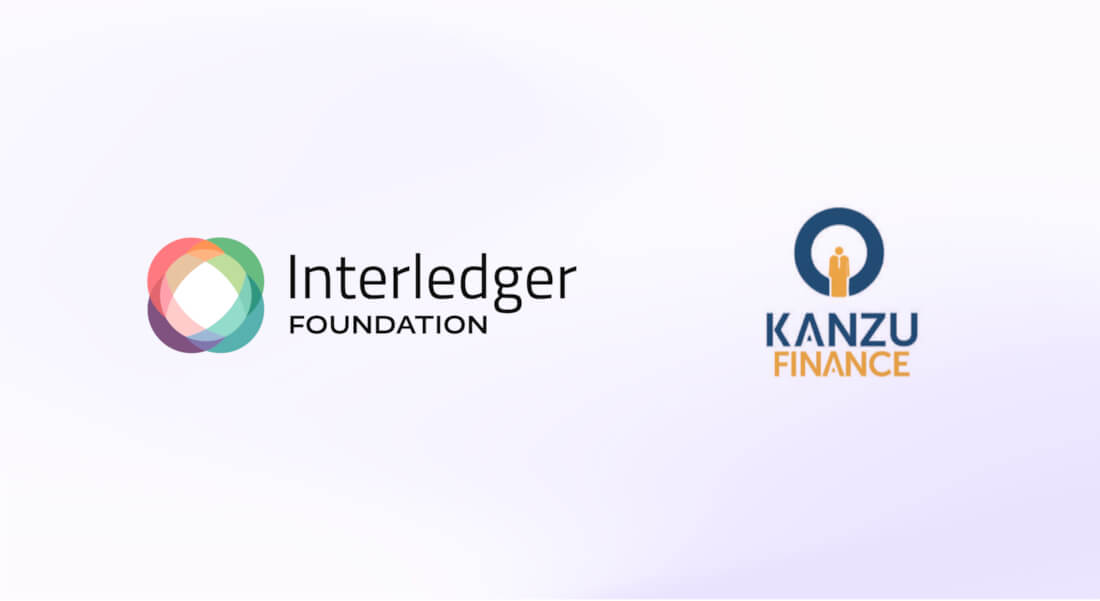 Logos of the Interledger Foundation and Kanzu Finance displayed side by side on a banner background